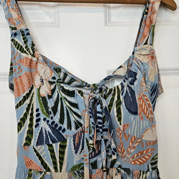 Angie Tie Open Back Tropical Floral Printed Boho Maxi Dress M - Picture 3 of 7